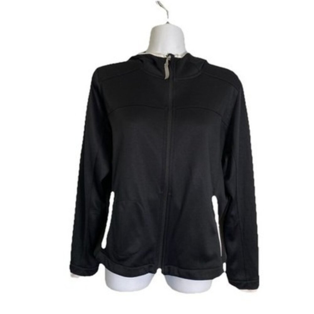 Nike Black Y2K Dri fit Track Jacket Embroidery Logo Coin Pocket Hooded full zip